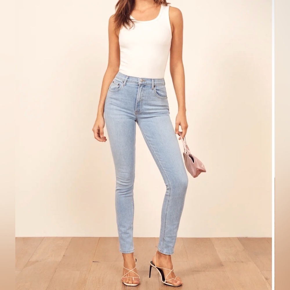 Reformation High Rise Skinny Jeans Light Blue Size 27
